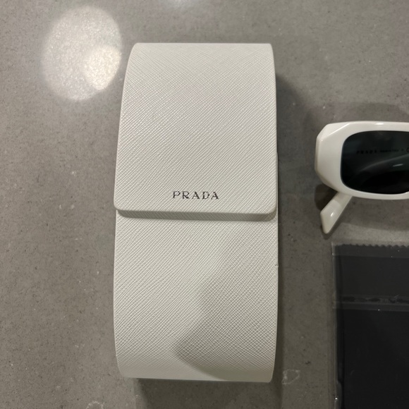 Scultoreo Narrow White & Dark Grey Prada Sunglasses - Picture 11 of 11